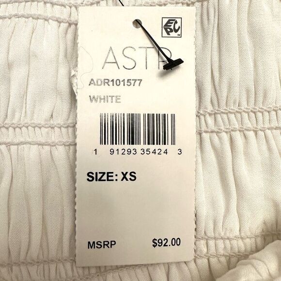 NWT ASTR The Label Cinched Waist Smocked Long Sleeve White Mini Dress Size XS - Picture 6 of 8